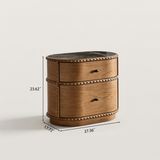 2-Drawer Nightstand with Sintered Stone Top and Vintage Trim