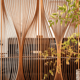 Wave Pattern Privacy Screen with  Artistic Open-Slat Design