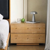 Minimalist Wood Nightstand with Large Storage and Metal Knobs