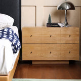 Minimalist Wood Nightstand with Large Storage and Metal Knobs