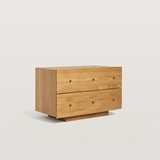 Minimalist Wood Nightstand with Large Storage and Metal Knobs