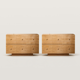 Minimalist Wood Nightstand with Large Storage and Metal Knobs