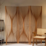Wave Pattern Privacy Screen with  Artistic Open-Slat Design