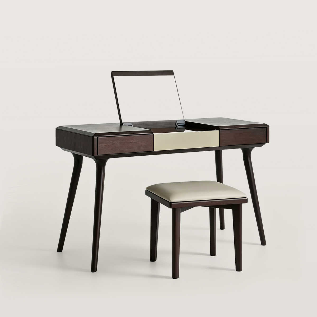 Modern Makeup Vanity Desk with Flip-Top Mirror and Stool