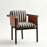 Modern Retro Stripe Armchair Lounge Chair with Wood Frame