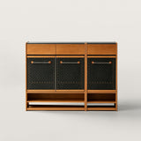 Modern Entryway Shoe Cabinet with Perforated Doors