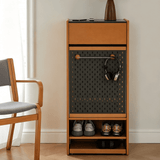 Modern Entryway Shoe Cabinet with Perforated Doors