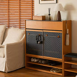 Modern Entryway Shoe Cabinet with Perforated Doors