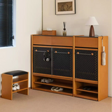 Modern Entryway Shoe Cabinet with Perforated Doors
