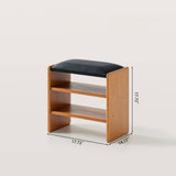 Modern Wooden Entryway Stool with Padded Cushion Seat