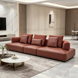Modular Sectional Sofa with Leather and Textured Fabric