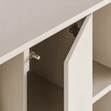 Modern File Cabinet with Glass Doors and Closed Compartments