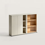 Modern File Cabinet with Glass Doors and Closed Compartments