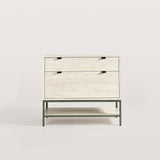 Modern 2-Drawer Filing Cabinet with Open Shelf and Metal Base