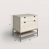 Modern 2-Drawer Filing Cabinet with Open Shelf and Metal Base