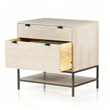 Modern 2-Drawer Filing Cabinet with Open Shelf and Metal Base