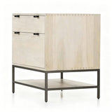 Modern 2-Drawer Filing Cabinet with Open Shelf and Metal Base