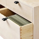 4-Drawer File Cabinet with Metal Base and Leather Pulls