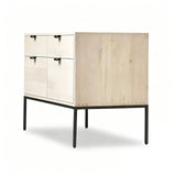 4-Drawer File Cabinet with Metal Base and Leather Pulls