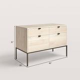 4-Drawer File Cabinet with Metal Base and Leather Pulls