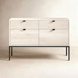 4-Drawer File Cabinet with Metal Base and Leather Pulls
