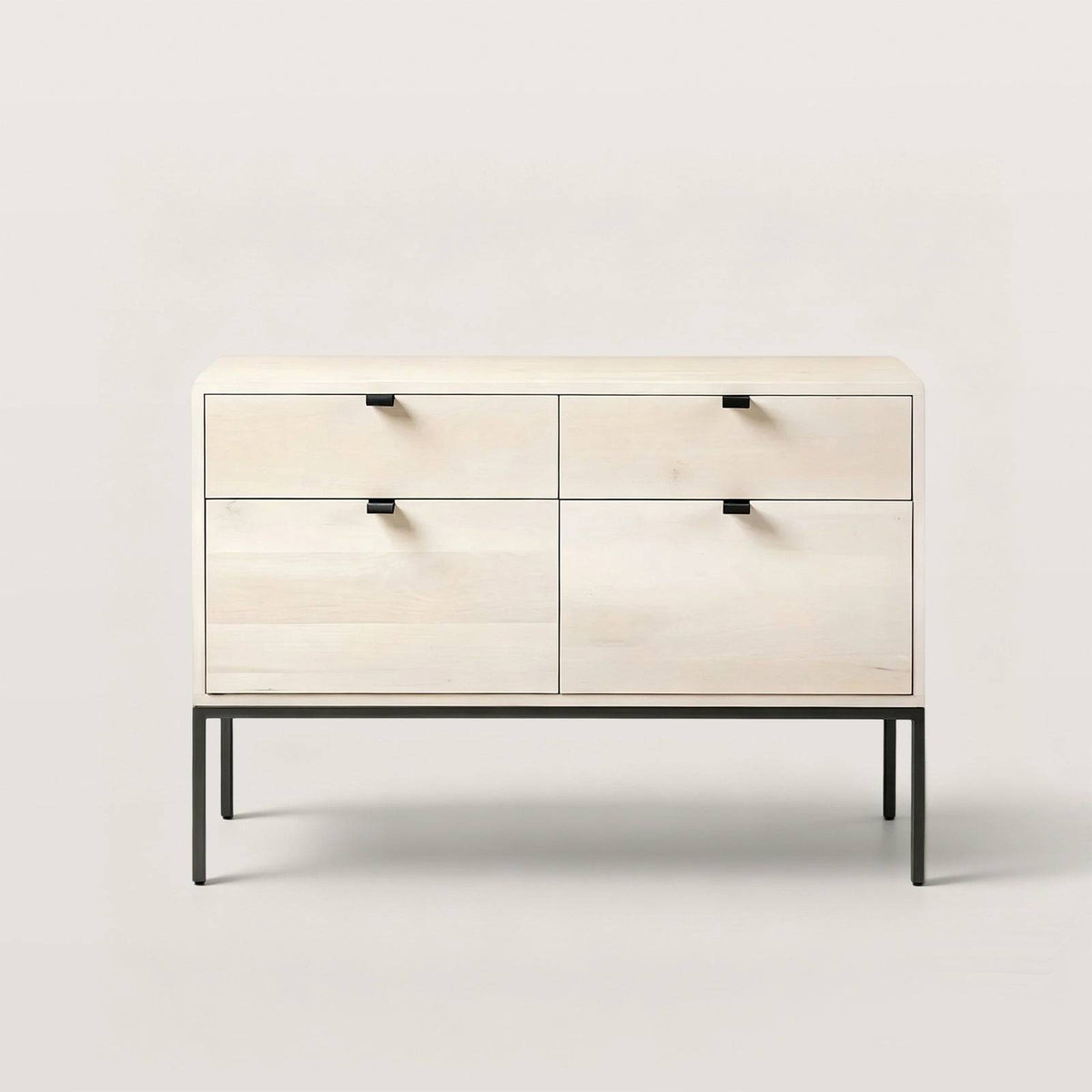 4-Drawer File Cabinet with Metal Base and Leather Pulls
