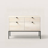 4-Drawer File Cabinet with Metal Base and Leather Pulls
