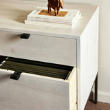 4-Drawer File Cabinet with Metal Base and Leather Pulls