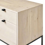 4-Drawer File Cabinet with Metal Base and Leather Pulls