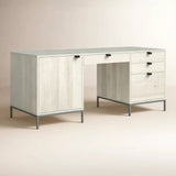 Modern Wood Home Office Desk with Drawers and Cabinet