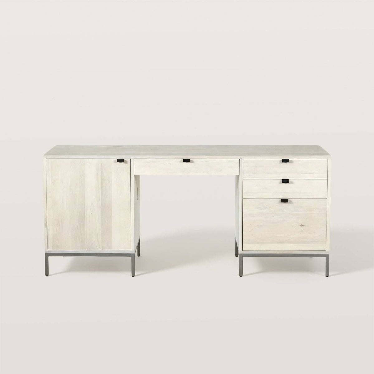 Modern Wood Home Office Desk with Drawers and Cabinet
