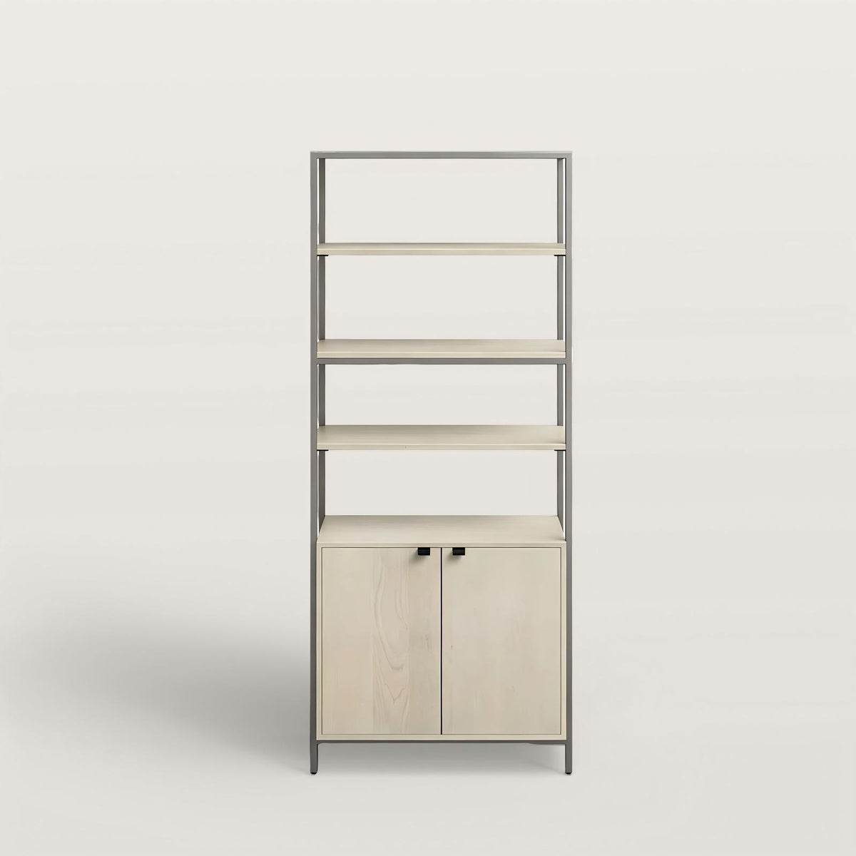 Modern Light Wood Bookshelf with Storage Cabinet