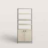 Modern Light Wood Bookshelf with Storage Cabinet