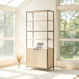 Modern Light Wood Bookshelf with Storage Cabinet