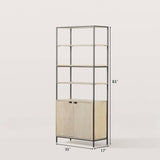 Modern Light Wood Bookshelf with Storage Cabinet
