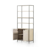 Modern Light Wood Bookshelf with Storage Cabinet