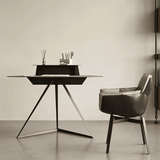 Sculptural Geometric Desk with Metal Triangular Base