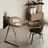 Sculptural Geometric Desk with Metal Triangular Base