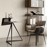 Sculptural Geometric Desk with Metal Triangular Base