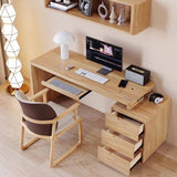 Wood Home Office Desk Set with Suspended Tabletop