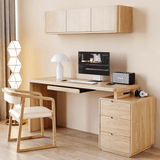 Wood Home Office Desk Set with Suspended Tabletop