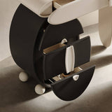 Asymmetrical Makeup Vanity with Circular Storage Drawer