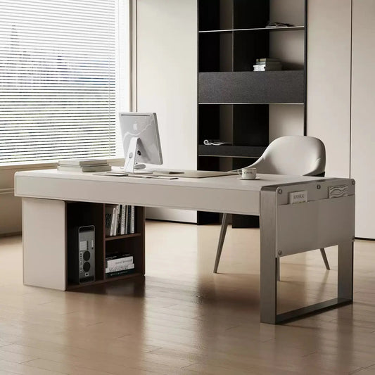 Modern Computer Desk with Under-Desk Storage Shelves