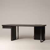 Modern Computer Desk with Off-Center Drawer and Side Panel