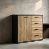 Locking File Cabinet with Side Cabinet and Drawers