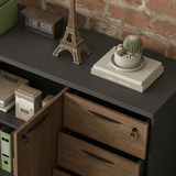 Locking File Cabinet with Side Cabinet and Drawers