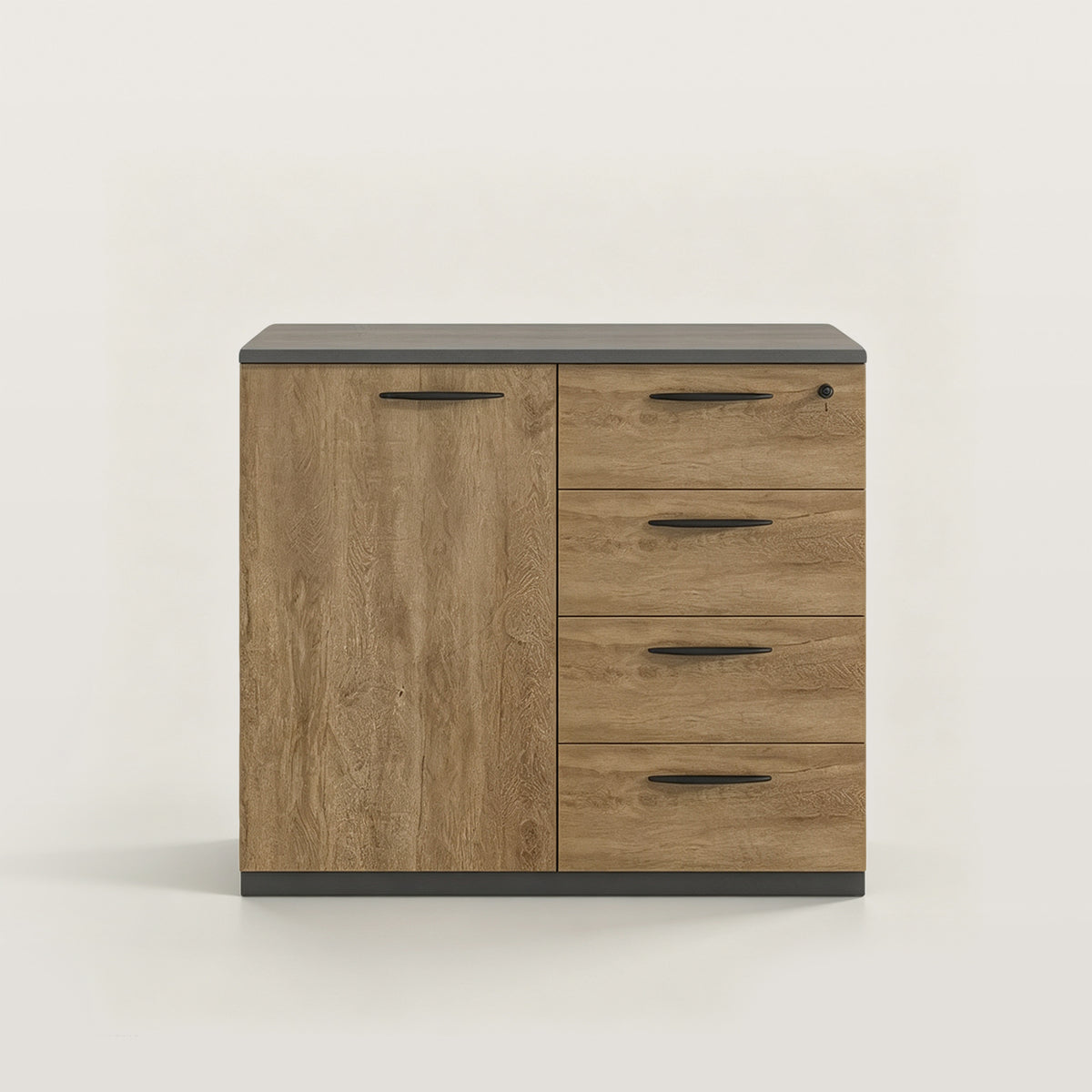 Locking File Cabinet with Side Cabinet and Drawers