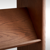 Mid-Century Wood Bookshelf with Fluted Storage Cabinet