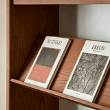Mid-Century Wood Bookshelf with Fluted Storage Cabinet