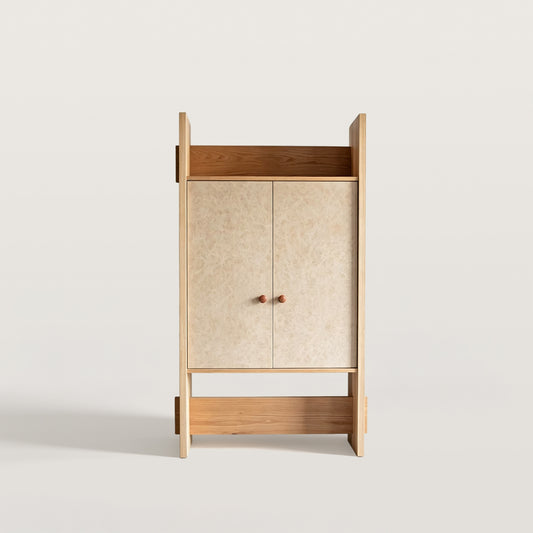 Modern Wardrobe with Textured Doors and Top Open Shelf